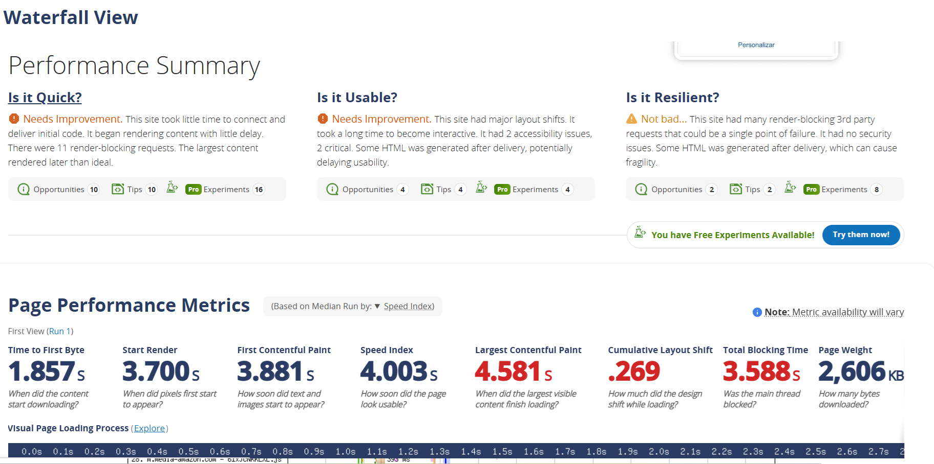 webpagetest métricas web webpagetest métricas web