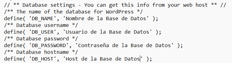 base de datos error 500